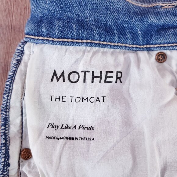 Mother Womens Size 27 The Tomcat Play Like A Pirate Straight Leg Jean Distressed - Picture 13 of 16